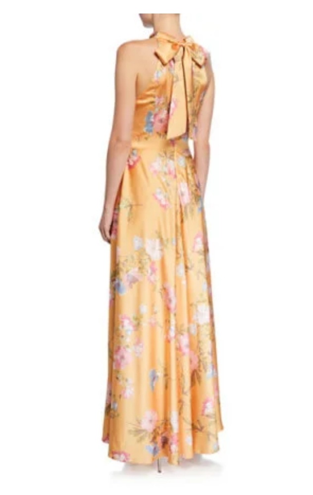 LAUNDRY BY SHELLI SEGAL FLORAL HALTER SATIN MAXI DRESS SIZE 2 - Picture 4 of 8